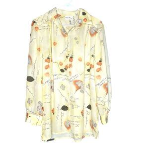 Vintage Philippe Marques Button Up Shirt Women Size 10 Floral Yellow Office Boho